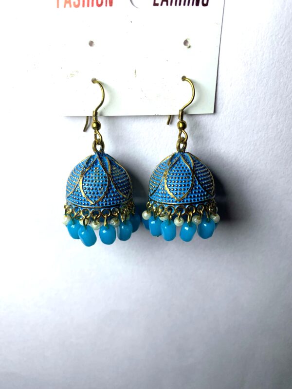 Sky Blue Oxidised Jhumka Earrings – Ethnic Traditional Look for Girls & Women -Set of 2 Pair (₹37 per pcs)