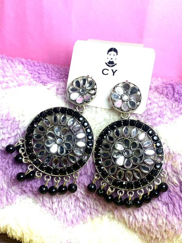 Heavy Oxidised Silver Jhumka Earrings – Ethnic Designer Style – Set of 2 Pairs (₹41 per pcs)