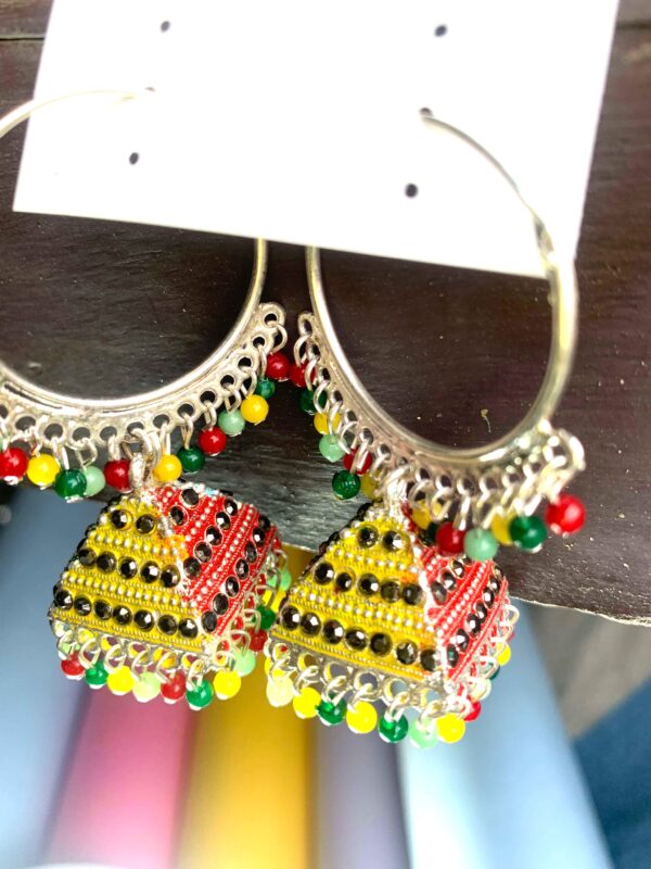 Lightweight Multicolor Jhumka Earrings – Daily Wear Oxidised Style – Set of 2 Pairs (₹29 per pcs)