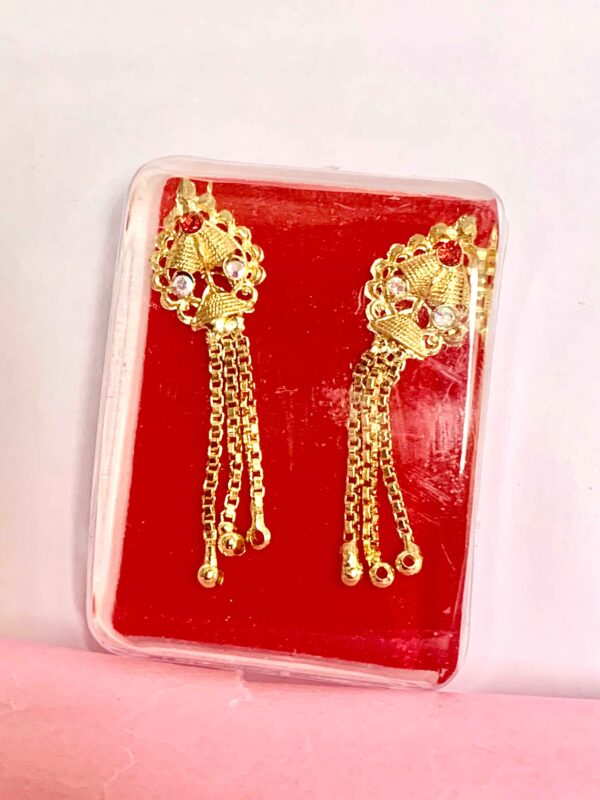 Golden Jhumka Earrings – Traditional Shiny Look – Set of 2 Pairs (₹24 per Pair)