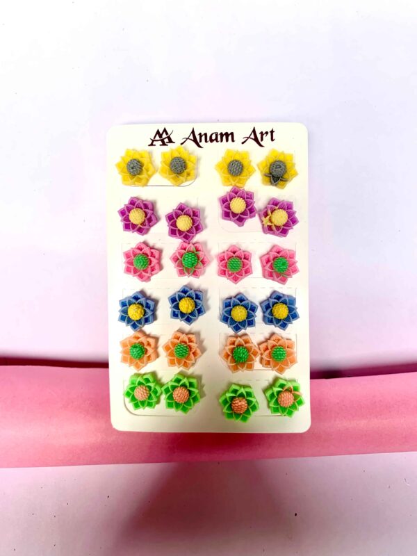 Stylish Multicolor Tops Earrings – Fancy Dailywear Design – Set of 12 Pairs - ₹5.50 per Pair (66 Per Patta)