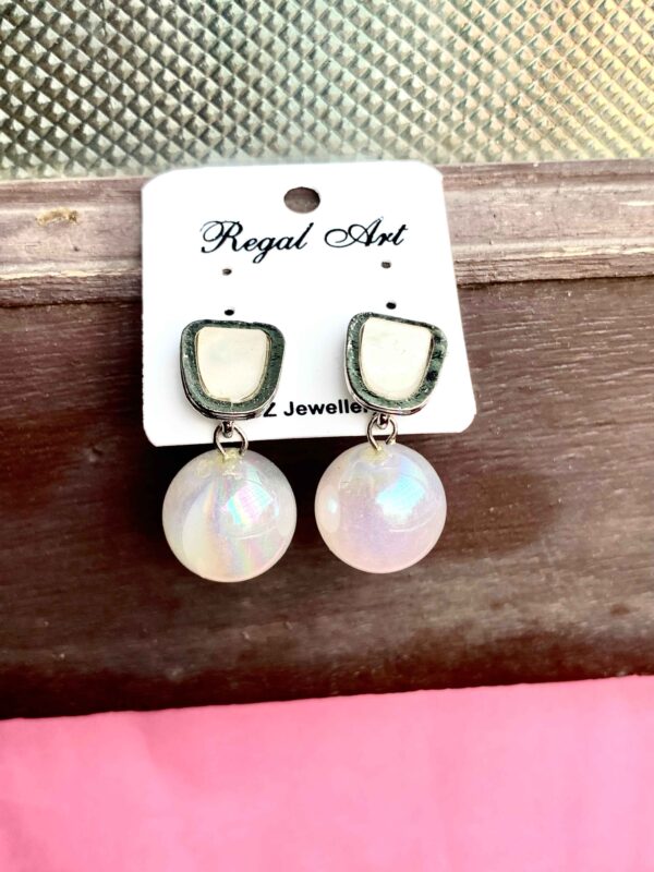 White Ball Stud Earrings – Simple Trending Design – Set of 2 Pairs (₹33 per Pair)