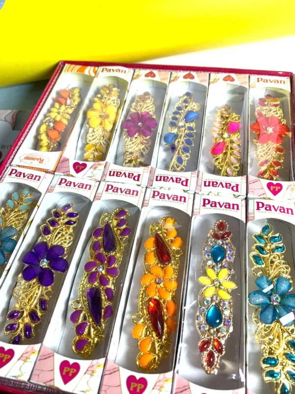 Fancy Designer Stone Clature – Premium Hair Accessory for Women -Set of 6 (₹15.50 per pcs)