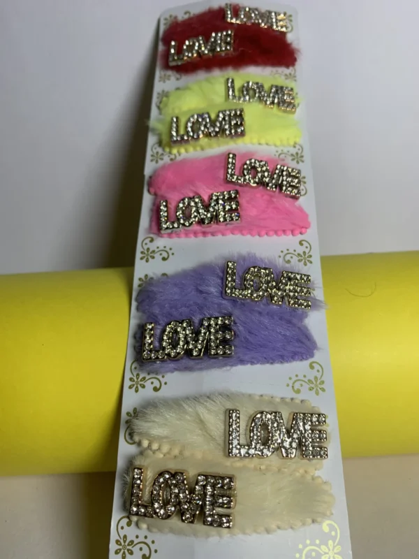 Trendy Multicolor LOVE Hair Clips – Cute Letter Design for Girls – Set Of 6(₹4 per pcs)
