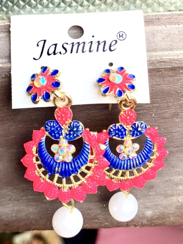 Pink & Blue Lightweight Trending Earring Jhumka