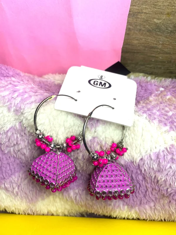 Beautiful Pink Oxidised Jhumka Earrings – Ethnic Traditional Design