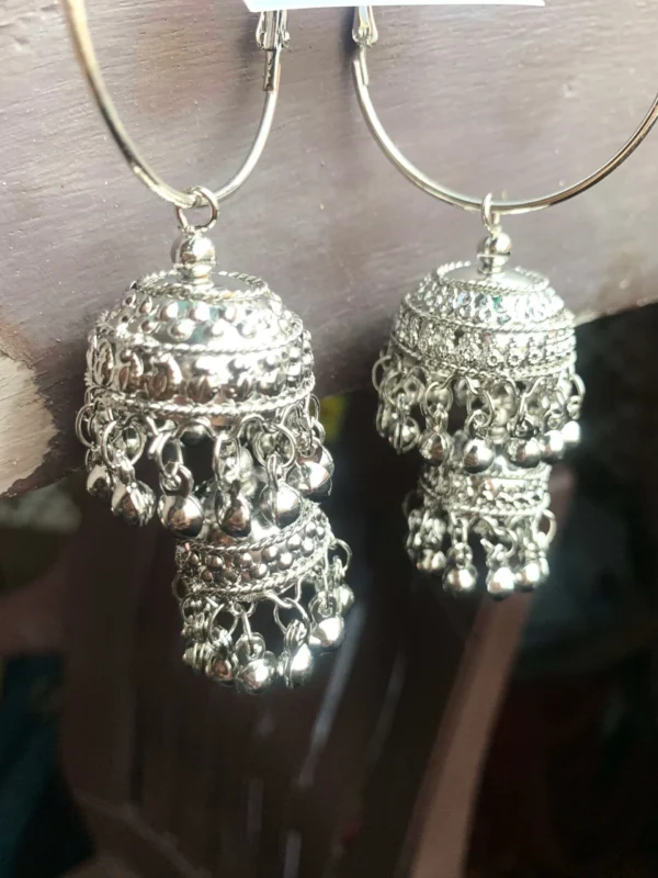 Oxidised Silver Latkan Jhumka Earrings – Designer Ethnic Style