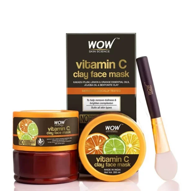 WOW Skin Science Vitamin C Clay Face Mask – Brightening & Deep Cleansing for Glowing Skin