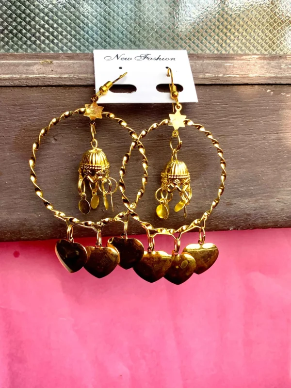 Golden Jhumka Bala Earrings – Traditional Ethnic Design