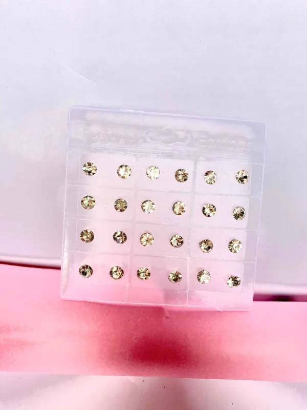 White Stone Tops Earrings – Elegant Dailywear Design – Set of 12 Pairs (₹3.50 per Pair)
