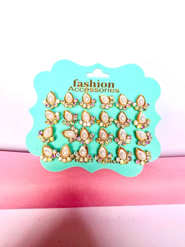 Fancy White Stone Tops Earrings – Elegant Dailywear Design – Set of 12 Pairs (₹3.50 per Pair)