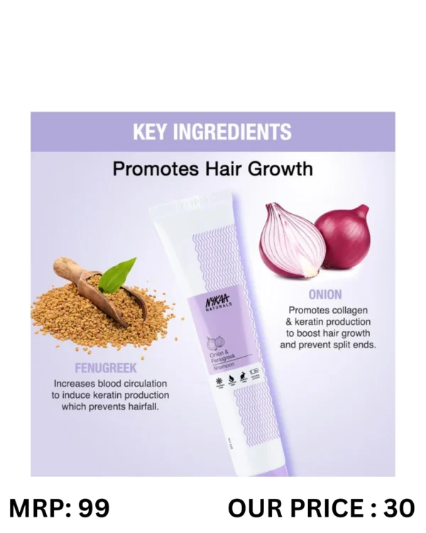 Nykaa Naturals Onion & Fenugreek Shampoo – Hair Fall Control & Strengthening Formula