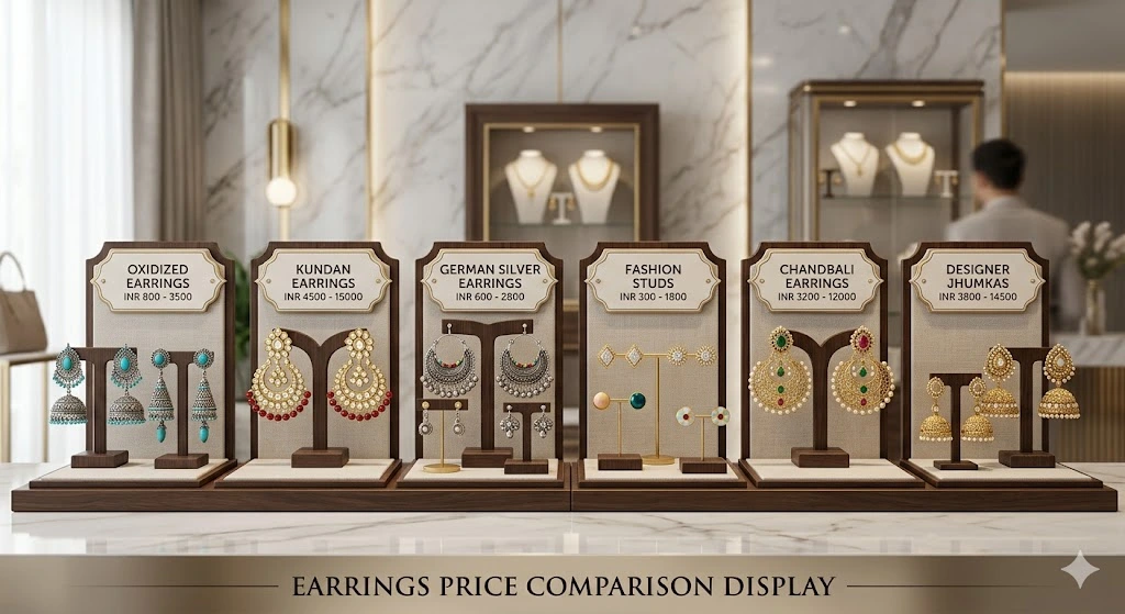 Earrings Wholesale Market In Delhi With Price List (2026) | Sadar Bazaar, Chandni Chowk & Shringaristan 4 Wholesale earrings price list in Delhi including oxidized kundan German silver and fashion earrings